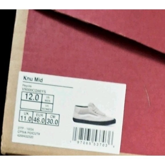 Vans  Knu Skool Peyote Cream White Black Mid Suede Nylon Skate Shoes Men sz 12 - Picture 11 of 11